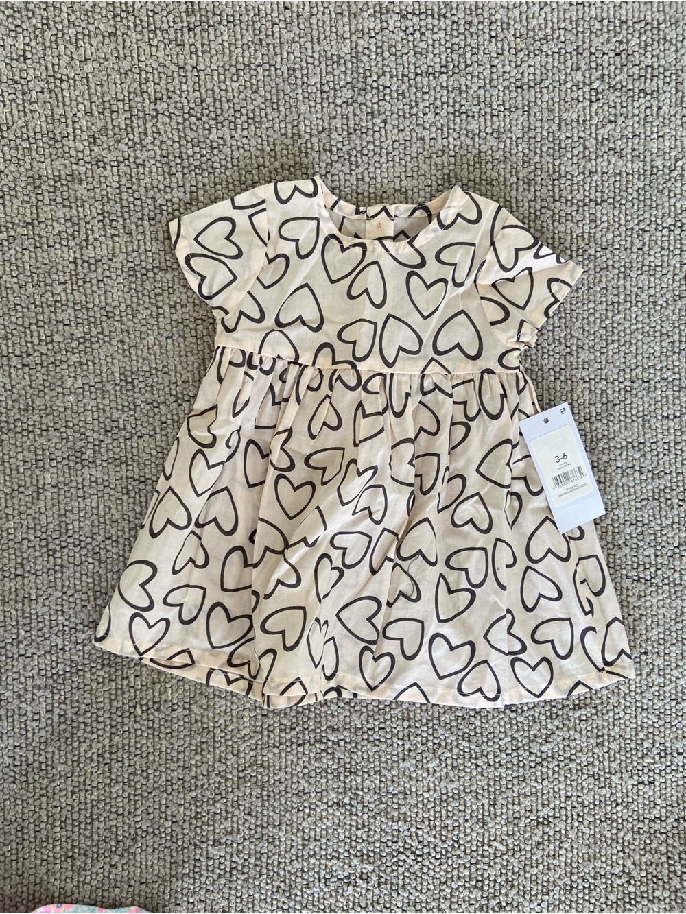 3/$10 Bundle - Baby Cream Heart-Print Dress
